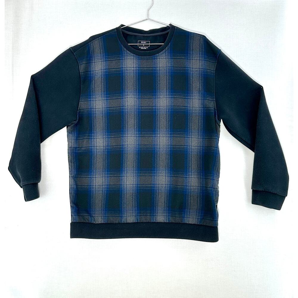 Plaid Panel Crewneck Sweatshirt XL Minimal Urban Style